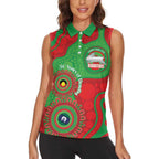 Rabbitohs NAIDOC Week 2026 Personalised Women Sleeveless Polo Shirt 50 Years of Deadly Aboriginal Art