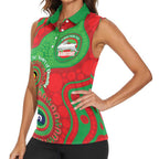 Rabbitohs NAIDOC Week 2026 Personalised Women Sleeveless Polo Shirt 50 Years of Deadly Aboriginal Art