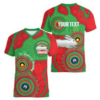 Rabbitohs NAIDOC Week 2026 Personalised Women V-Neck T-Shirt 50 Years of Deadly Aboriginal Art