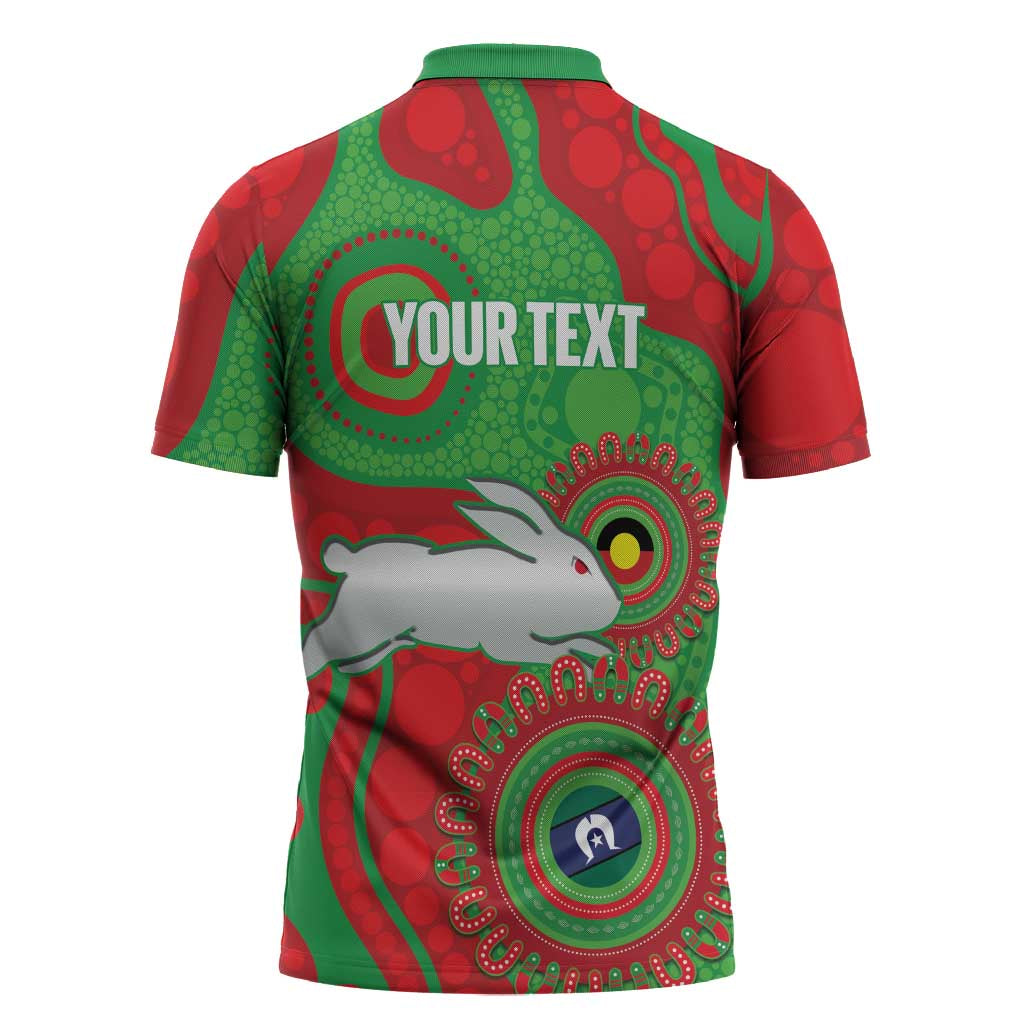 Rabbitohs NAIDOC Week 2026 Personalised Zipper Polo Shirt 50 Years of Deadly Aboriginal Art