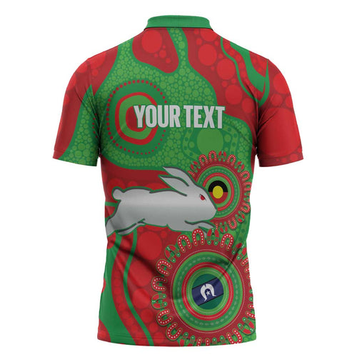 Rabbitohs NAIDOC Week 2026 Personalised Zipper Polo Shirt 50 Years of Deadly Aboriginal Art