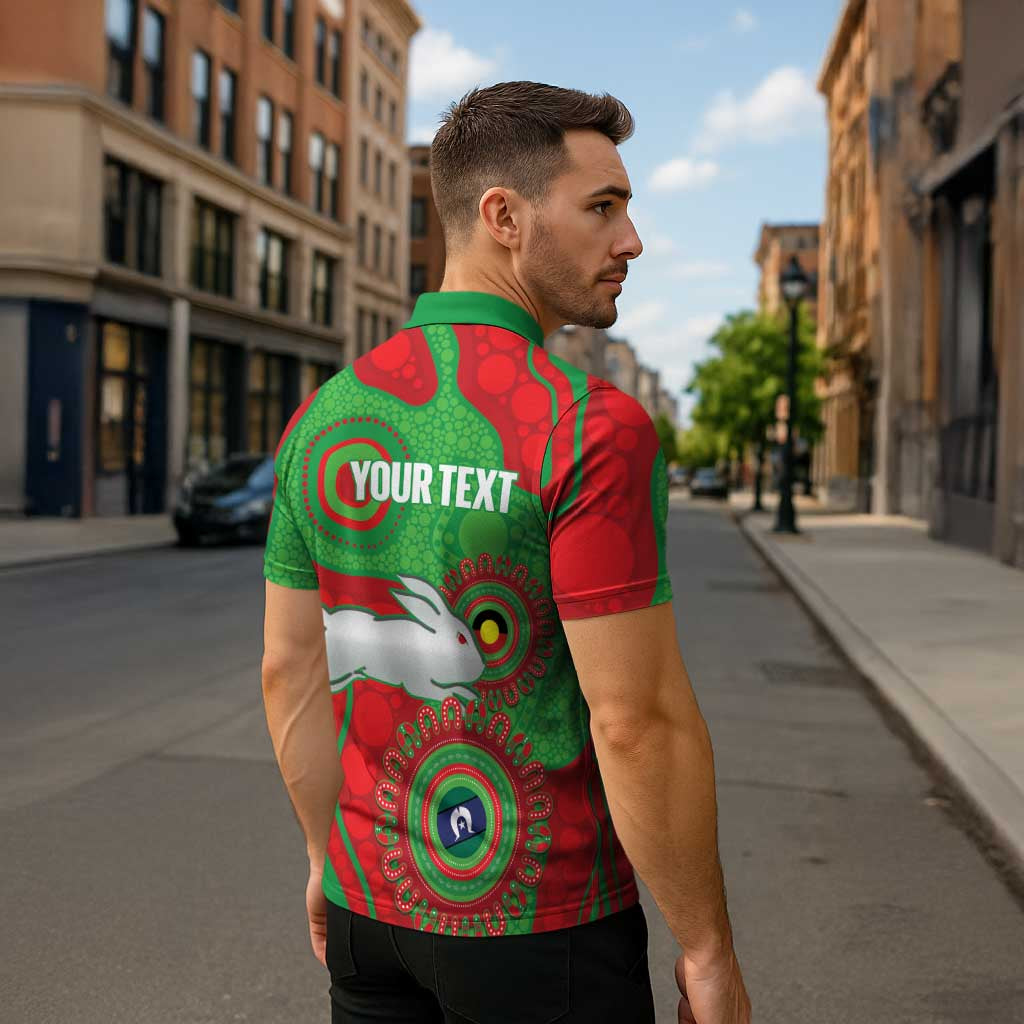 Rabbitohs NAIDOC Week 2026 Personalised Zipper Polo Shirt 50 Years of Deadly Aboriginal Art