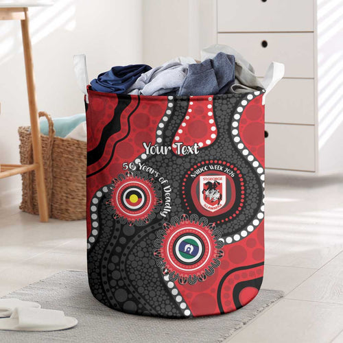 Dragons NAIDOC Week 2026 Personalised Laundry Basket 50 Years of Deadly Aboriginal Art