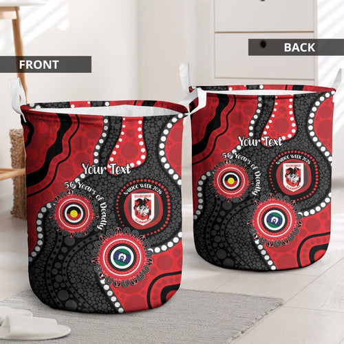 Dragons NAIDOC Week 2026 Personalised Laundry Basket 50 Years of Deadly Aboriginal Art