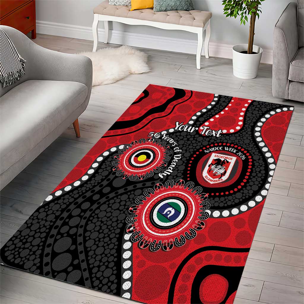Dragons NAIDOC Week 2026 Personalised Area Rug 50 Years of Deadly Aboriginal Art