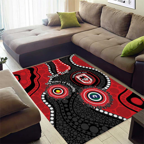 Dragons NAIDOC Week 2026 Personalised Area Rug 50 Years of Deadly Aboriginal Art