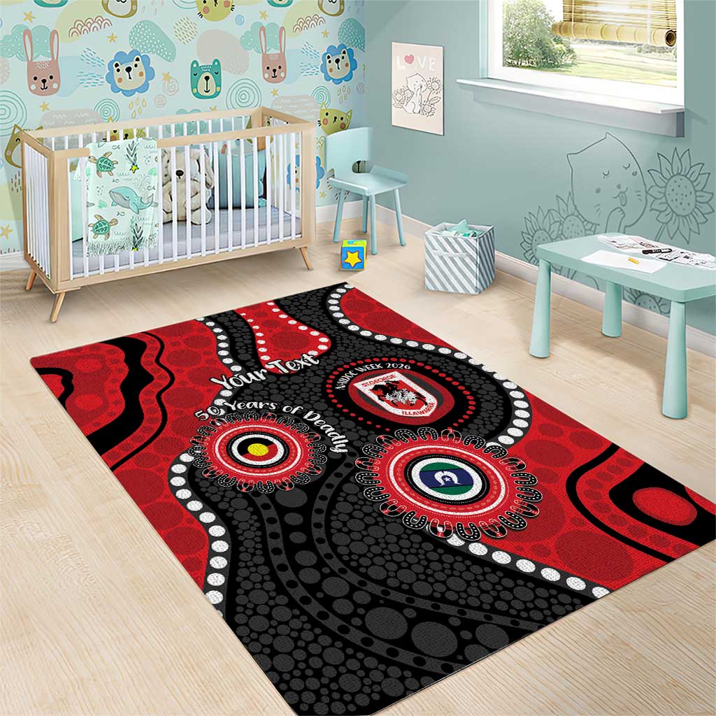 Dragons NAIDOC Week 2026 Personalised Area Rug 50 Years of Deadly Aboriginal Art