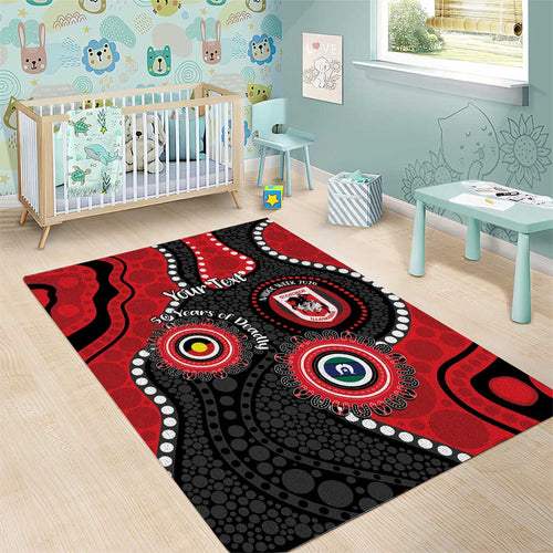 Dragons NAIDOC Week 2026 Personalised Area Rug 50 Years of Deadly Aboriginal Art
