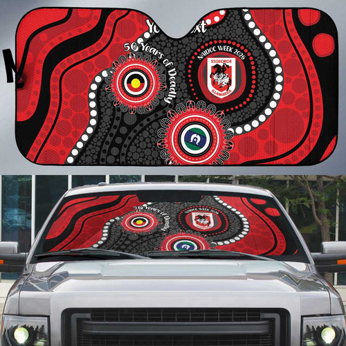 Dragons NAIDOC Week 2026 Personalised Auto Sun Shade 50 Years of Deadly Aboriginal Art