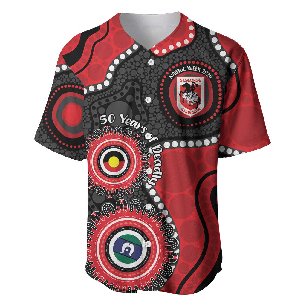 Dragons NAIDOC Week 2026 Personalised Baseball Jersey 50 Years of Deadly Aboriginal Art