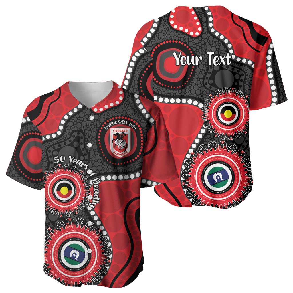 Dragons NAIDOC Week 2026 Personalised Baseball Jersey 50 Years of Deadly Aboriginal Art