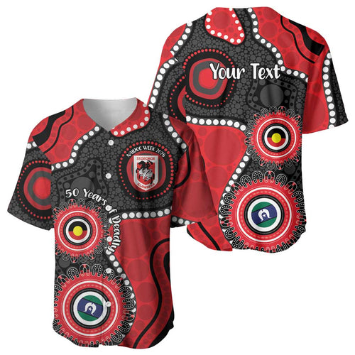 Dragons NAIDOC Week 2026 Personalised Baseball Jersey 50 Years of Deadly Aboriginal Art