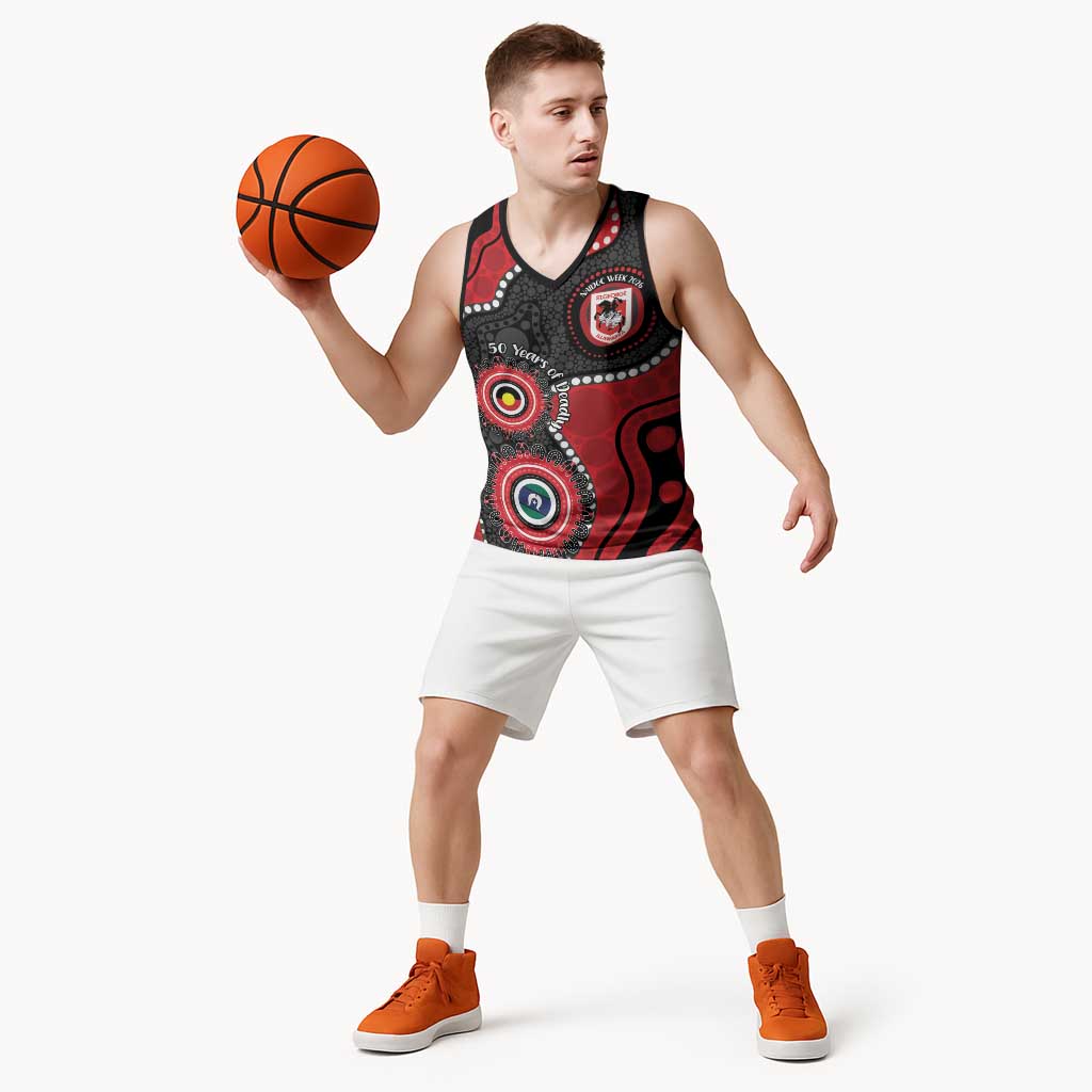 Dragons NAIDOC Week 2026 Personalised Basketball Jersey 50 Years of Deadly Aboriginal Art