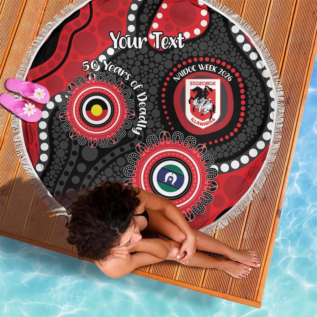 Dragons NAIDOC Week 2026 Personalised Beach Blanket 50 Years of Deadly Aboriginal Art