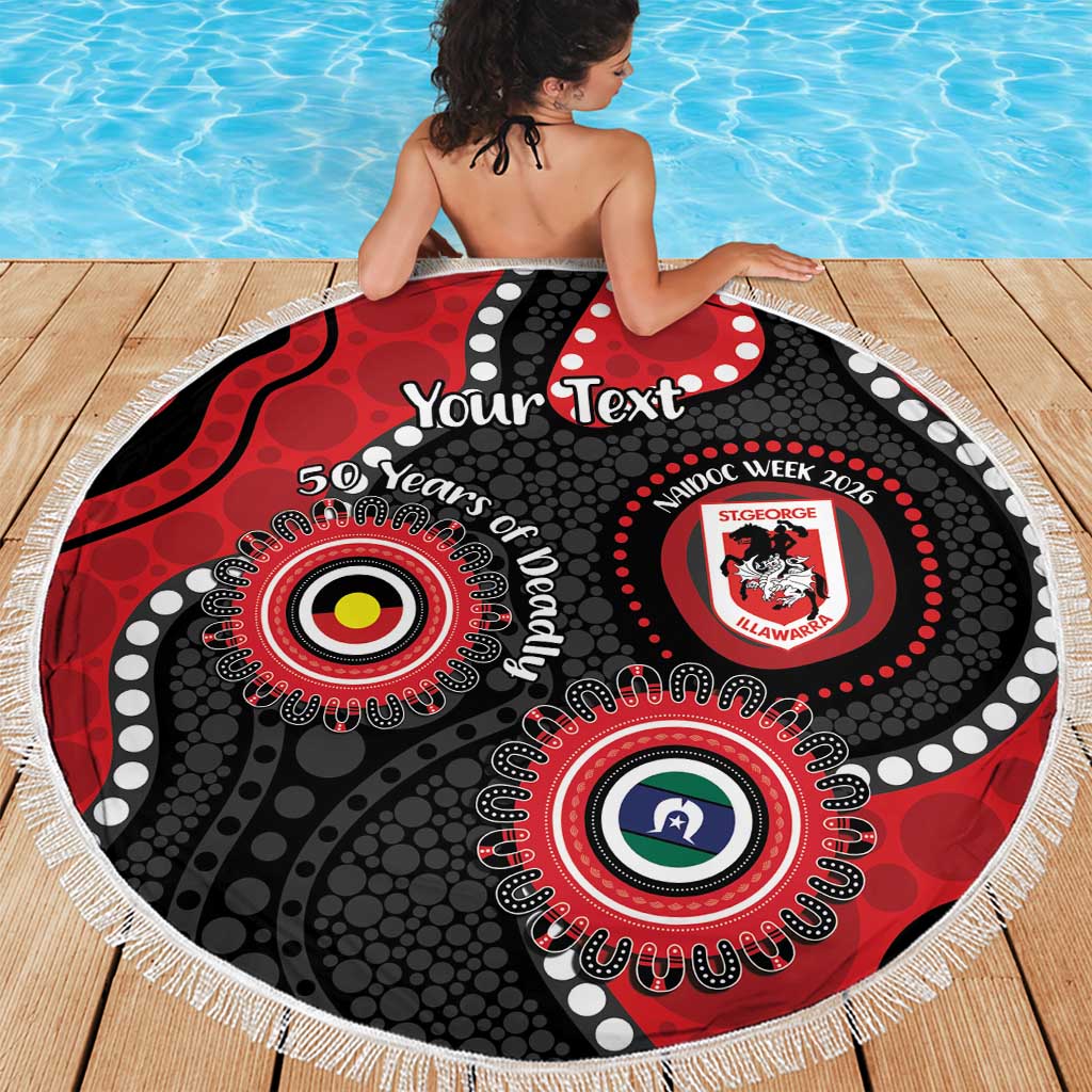 Dragons NAIDOC Week 2026 Personalised Beach Blanket 50 Years of Deadly Aboriginal Art