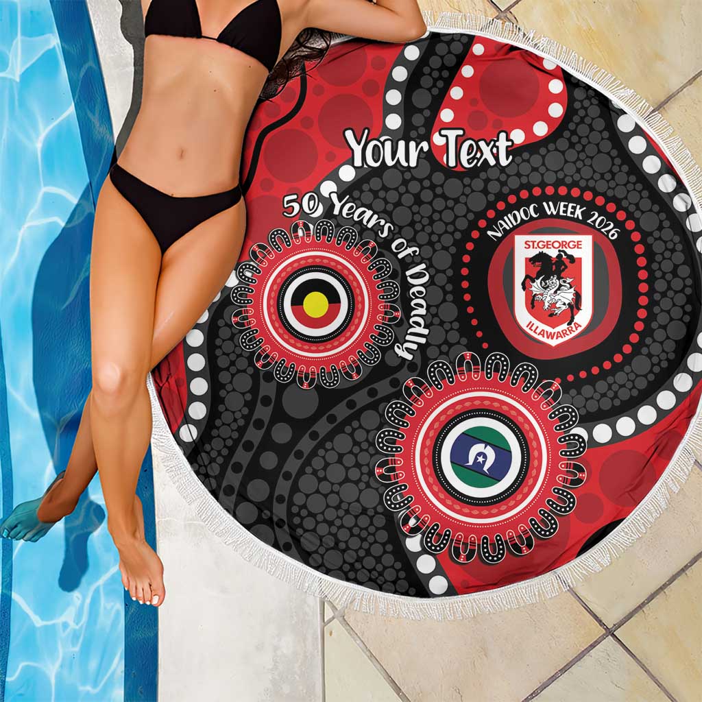 Dragons NAIDOC Week 2026 Personalised Beach Blanket 50 Years of Deadly Aboriginal Art