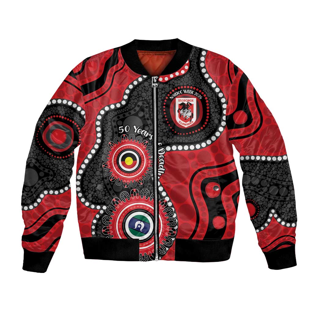 Dragons NAIDOC Week 2026 Personalised Bomber Jacket 50 Years of Deadly Aboriginal Art