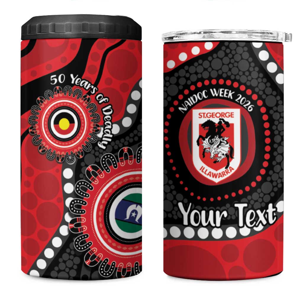 Dragons NAIDOC Week 2026 Personalised 4 in 1 Can Cooler Tumbler 50 Years of Deadly Aboriginal Art