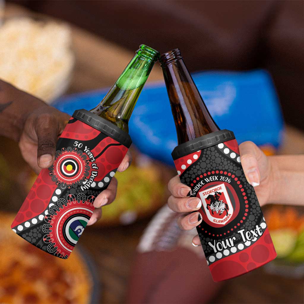 Dragons NAIDOC Week 2026 Personalised 4 in 1 Can Cooler Tumbler 50 Years of Deadly Aboriginal Art