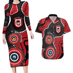 Dragons NAIDOC Week 2026 Personalised Couples Matching Long Sleeve Bodycon Dress and Hawaiian Shirt 50 Years of Deadly Aboriginal Art