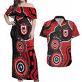 Dragons NAIDOC Week 2026 Personalised Couples Matching Off Shoulder Maxi Dress and Hawaiian Shirt 50 Years of Deadly Aboriginal Art