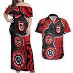 Dragons NAIDOC Week 2026 Personalised Couples Matching Off Shoulder Maxi Dress and Hawaiian Shirt 50 Years of Deadly Aboriginal Art