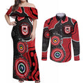 Dragons NAIDOC Week 2026 Personalised Couples Matching Off Shoulder Maxi Dress and Long Sleeve Button Shirt 50 Years of Deadly Aboriginal Art