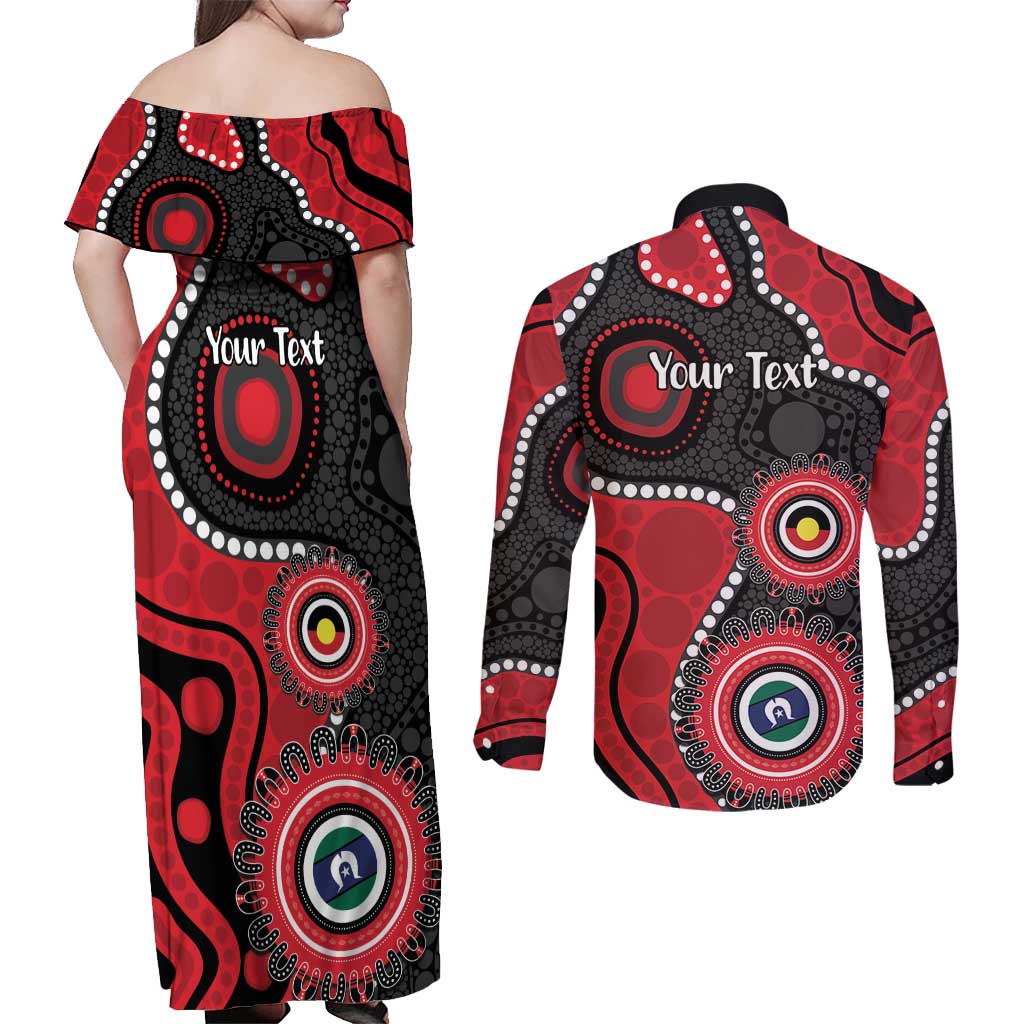Dragons NAIDOC Week 2026 Personalised Couples Matching Off Shoulder Maxi Dress and Long Sleeve Button Shirt 50 Years of Deadly Aboriginal Art