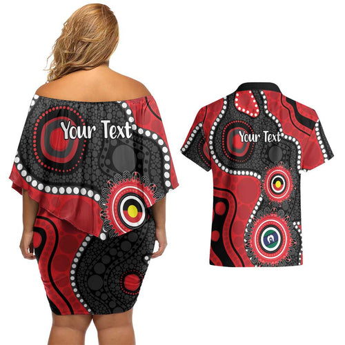 Dragons NAIDOC Week 2026 Personalised Couples Matching Off Shoulder Short Dress and Hawaiian Shirt 50 Years of Deadly Aboriginal Art