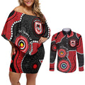 Dragons NAIDOC Week 2026 Personalised Couples Matching Off Shoulder Short Dress and Long Sleeve Button Shirt 50 Years of Deadly Aboriginal Art