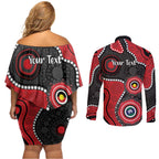 Dragons NAIDOC Week 2026 Personalised Couples Matching Off Shoulder Short Dress and Long Sleeve Button Shirt 50 Years of Deadly Aboriginal Art