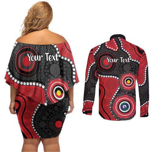 Dragons NAIDOC Week 2026 Personalised Couples Matching Off Shoulder Short Dress and Long Sleeve Button Shirt 50 Years of Deadly Aboriginal Art