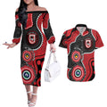 Dragons NAIDOC Week 2026 Personalised Couples Matching Off The Shoulder Long Sleeve Dress and Hawaiian Shirt 50 Years of Deadly Aboriginal Art