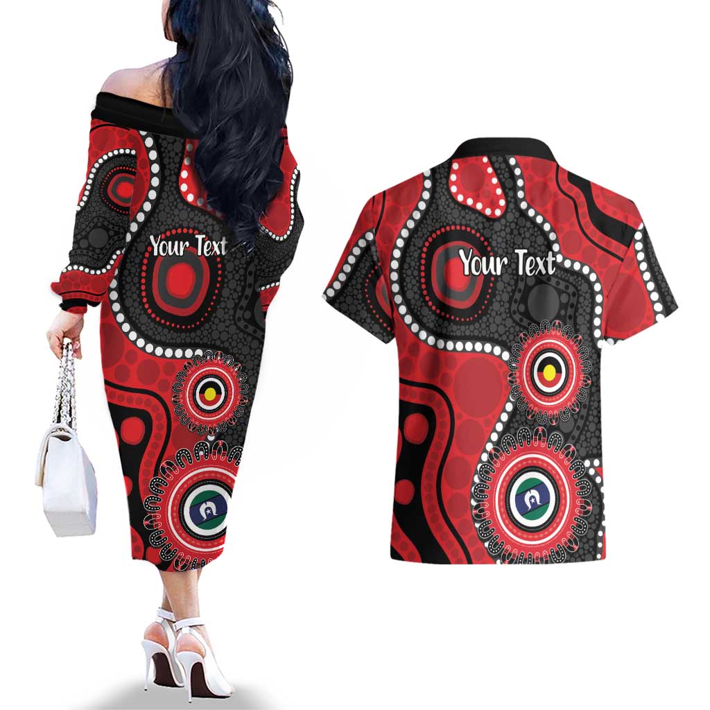 Dragons NAIDOC Week 2026 Personalised Couples Matching Off The Shoulder Long Sleeve Dress and Hawaiian Shirt 50 Years of Deadly Aboriginal Art