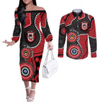 Dragons NAIDOC Week 2026 Personalised Couples Matching Off The Shoulder Long Sleeve Dress and Long Sleeve Button Shirt 50 Years of Deadly Aboriginal Art