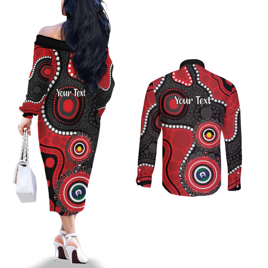 Dragons NAIDOC Week 2026 Personalised Couples Matching Off The Shoulder Long Sleeve Dress and Long Sleeve Button Shirt 50 Years of Deadly Aboriginal Art