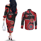 Dragons NAIDOC Week 2026 Personalised Couples Matching Off The Shoulder Long Sleeve Dress and Long Sleeve Button Shirt 50 Years of Deadly Aboriginal Art