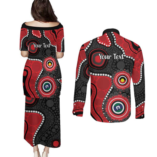Dragons NAIDOC Week 2026 Personalised Couples Matching Puletasi and Long Sleeve Button Shirt 50 Years of Deadly Aboriginal Art