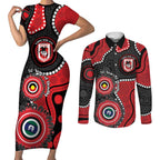 Dragons NAIDOC Week 2026 Personalised Couples Matching Short Sleeve Bodycon Dress and Long Sleeve Button Shirt 50 Years of Deadly Aboriginal Art