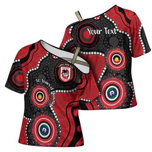 Dragons NAIDOC Week 2026 Personalised Cross Shoulder Shirt 50 Years of Deadly Aboriginal Art