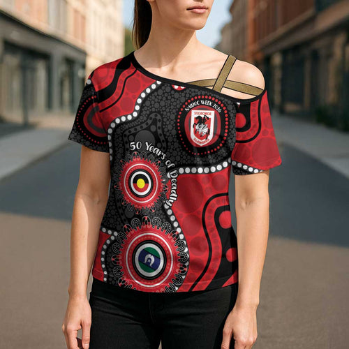 Dragons NAIDOC Week 2026 Personalised Cross Shoulder Shirt 50 Years of Deadly Aboriginal Art