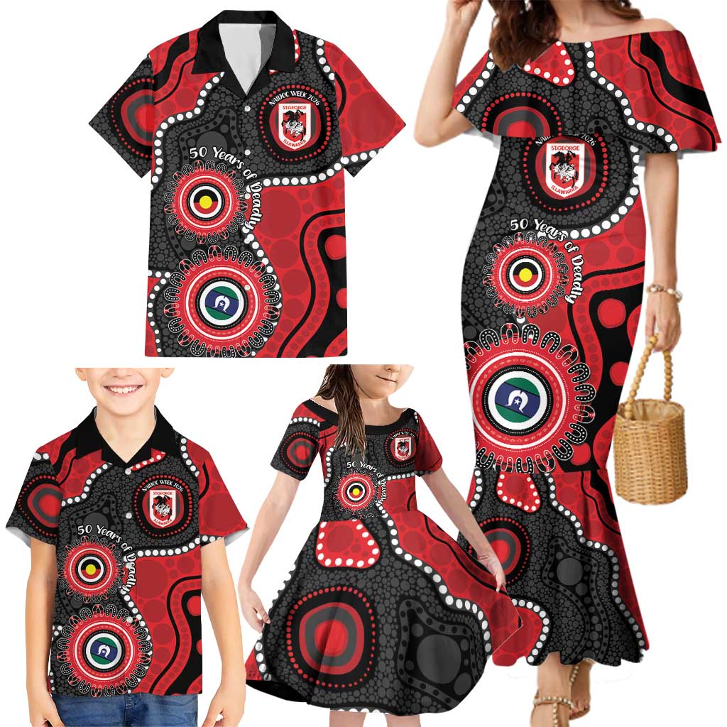 Dragons NAIDOC Week 2026 Personalised Family Matching Mermaid Dress and Hawaiian Shirt 50 Years of Deadly Aboriginal Art