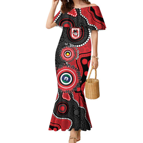 Dragons NAIDOC Week 2026 Personalised Family Matching Mermaid Dress and Hawaiian Shirt 50 Years of Deadly Aboriginal Art