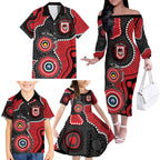 Dragons NAIDOC Week 2026 Personalised Family Matching Off The Shoulder Long Sleeve Dress and Hawaiian Shirt 50 Years of Deadly Aboriginal Art