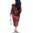 Dragons NAIDOC Week 2026 Personalised Family Matching Off The Shoulder Long Sleeve Dress and Hawaiian Shirt 50 Years of Deadly Aboriginal Art