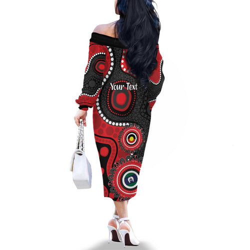 Dragons NAIDOC Week 2026 Personalised Family Matching Off The Shoulder Long Sleeve Dress and Hawaiian Shirt 50 Years of Deadly Aboriginal Art