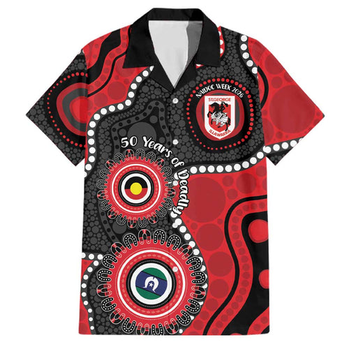 Dragons NAIDOC Week 2026 Personalised Family Matching Off Shoulder Short Dress and Hawaiian Shirt 50 Years of Deadly Aboriginal Art