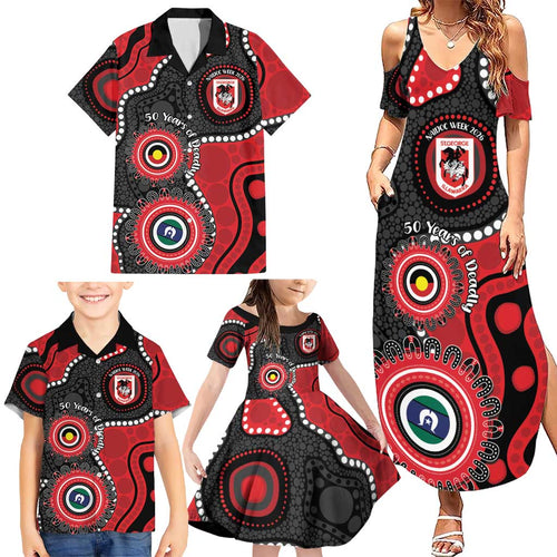 Dragons NAIDOC Week 2026 Personalised Family Matching Summer Maxi Dress and Hawaiian Shirt 50 Years of Deadly Aboriginal Art