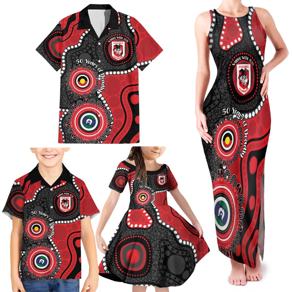Dragons NAIDOC Week 2026 Personalised Family Matching Tank Maxi Dress and Hawaiian Shirt 50 Years of Deadly Aboriginal Art