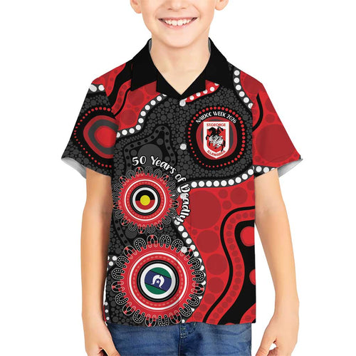 Dragons NAIDOC Week 2026 Personalised Kid Hawaiian Shirt 50 Years of Deadly Aboriginal Art